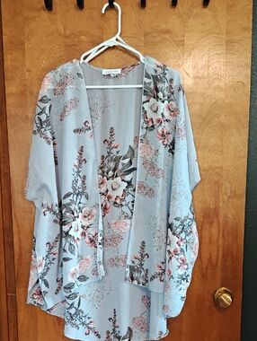 Emory Park Open Front Woven Floral Kimono